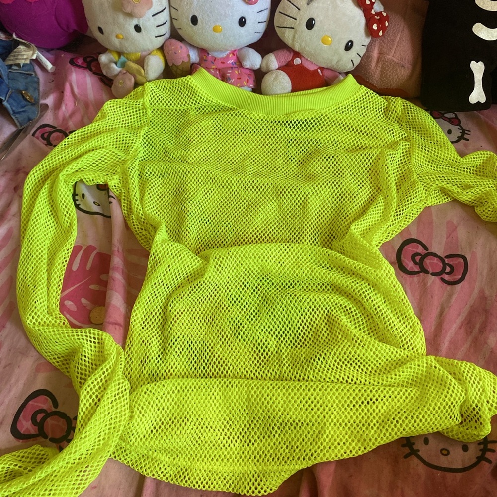 NEON GREEN MEST SHIRT W/ FINGER HOLES